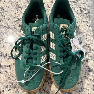 NEW! Adidas Forest Green Shoes with Cream Stripes